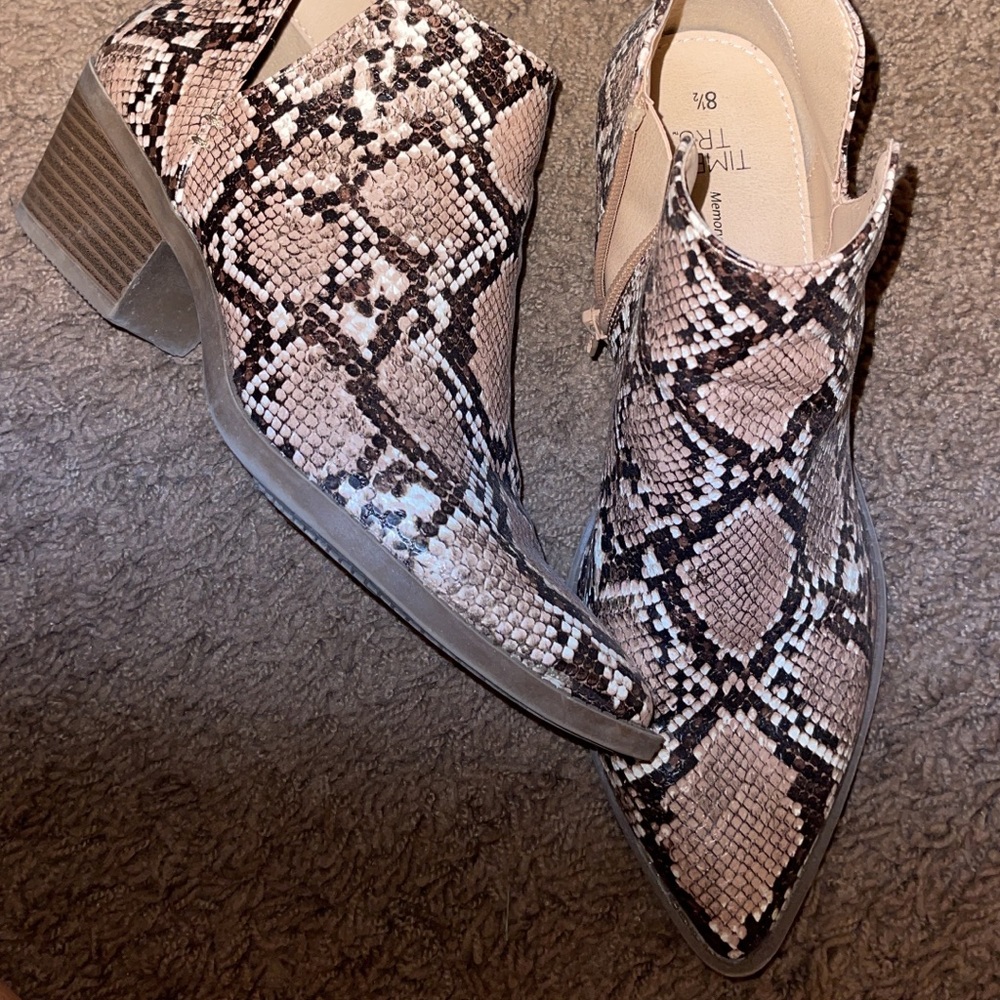 Snake print booties